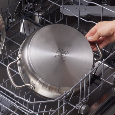 Karaca Elite Stainless Steel Induction Shallow Casserole & Lid, 24cm, Silver