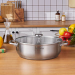 Karaca Elite Stainless Steel Induction Shallow Casserole & Lid, 30cm, Silver