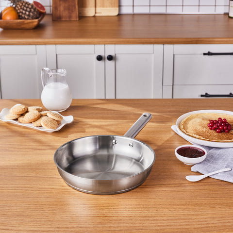 Karaca Elite Stainless Steel Induction Frying Pan, 24cm, Silver