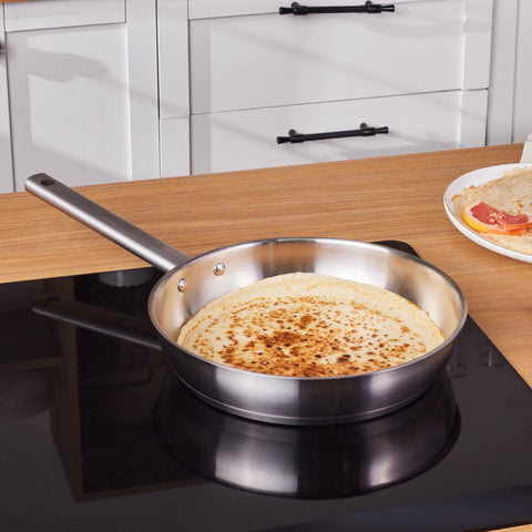 Karaca Elite Stainless Steel Induction Frying Pan, 26cm, Silver