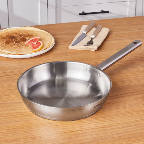 Karaca Elite Stainless Steel Induction Frying Pan, 26cm, Silver