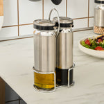 Karaca Stellum 3 Piece Glass Oil and Vinegar Bottle Set, Inox