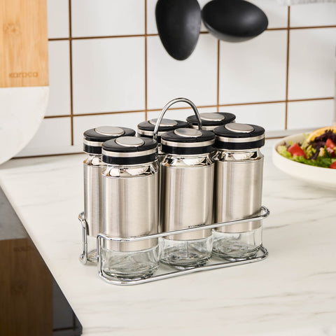 Karaca Stellum 6-Piece Spice Jar Set, Inox