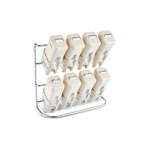 Karaca Luminous 9-Piece Porcelain Spice Jar Set, Cream