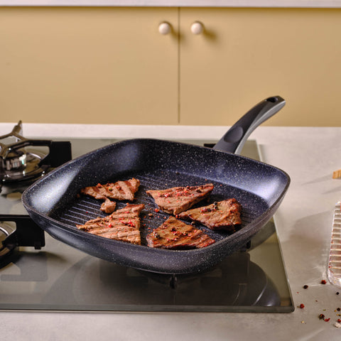 Karaca Aqua Granite Non-Stick Induction Grill Pan, 28cm, Blue