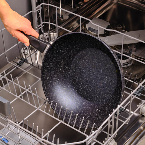 Karaca Aqua Granite Non-Stick Induction Wok Pan, 28cm, Blue