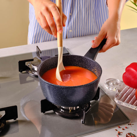 Karaca Aqua Granite Non-Stick Induction Saucepan & Lid, 18cm, Blue