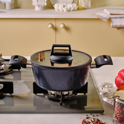 Karaca Aqua Granite Non-Stick Induction Casserole, 20cm, Blue