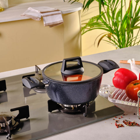 Karaca Aqua Granite Non-Stick Induction Casserole, 20cm, Blue