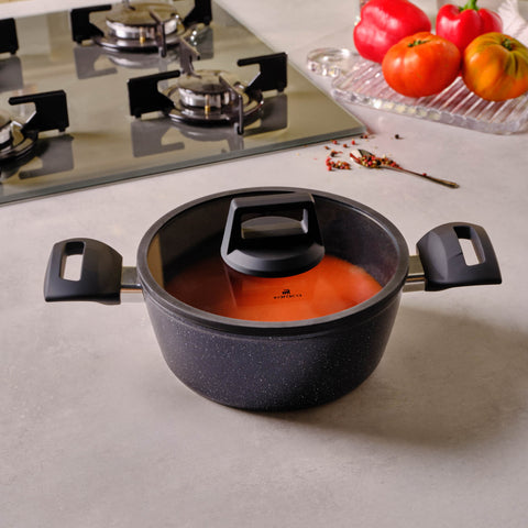 Karaca Aqua Granite Non-Stick Induction Casserole, 20cm, Blue