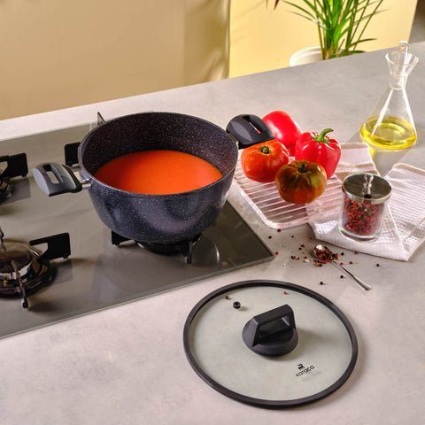 Karaca Aqua Granite Non-Stick Induction Shallow Casserole, 24cm, Blue