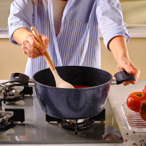 Karaca Aqua Granite Non-Stick Induction Shallow Casserole, 24cm, Blue