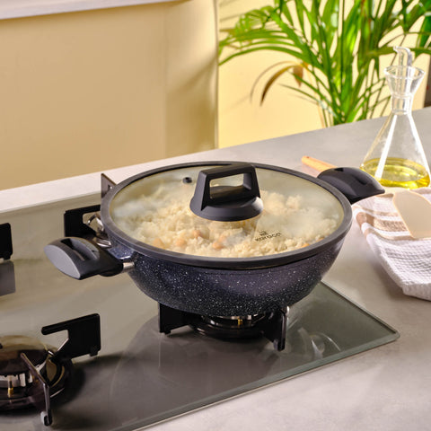 Karaca Aqua Granite Non-Stick Induction Shallow Casserole, 26m, Blue