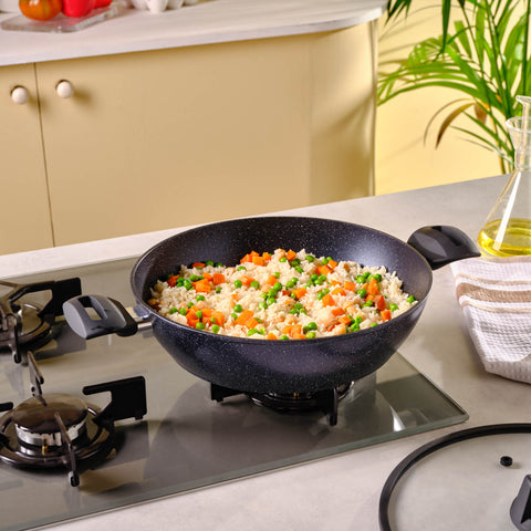 Karaca Aqua Granite Non-Stick Induction Shallow Casserole, 30m, Blue