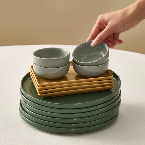 Karaca Stream Bone Monaco 34-Piece Serveware Set for 6 People, Multi