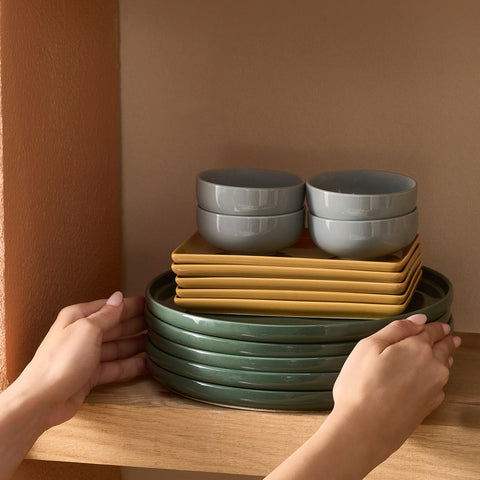 Karaca Stream Bone Monaco 34-Piece Serveware Set for 6 People, Multi