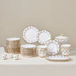 Karaca Royal Bone China Diana 55-Piece Dinner Set for 12 People, Gold