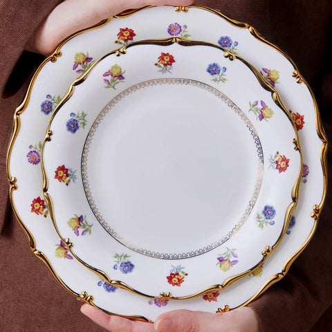 Karaca Royal Bone China Diana 55-Piece Dinner Set for 12 People, Gold