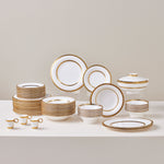 Karaca Royal Bone China Victoria 55-Piece Dinner Set for 12 People, Gold