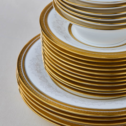 Karaca Royal Bone China Charlotte 55-Piece Dinner Set for 12 People, Gold
