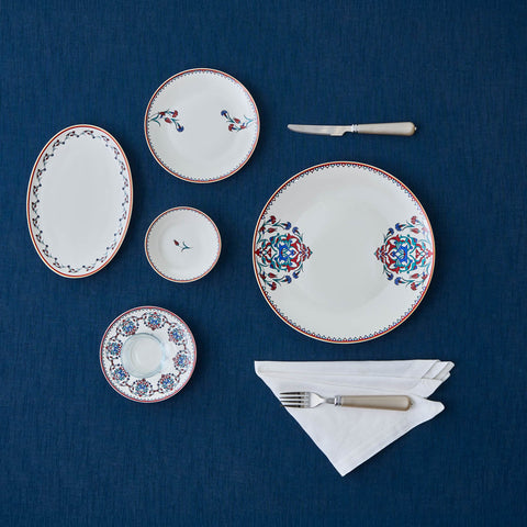 Karaca Forever Bone China Nakkaş 32-Piece Tea &amp; Serving Set for 6 People, Multicolour
