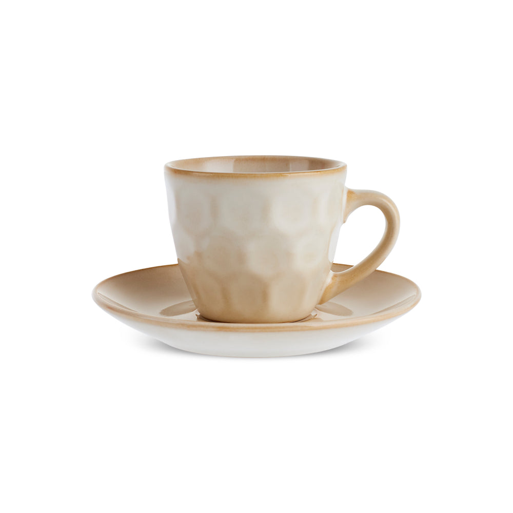Karaca Aria Reactive Glaze 2-Piece Espresso Turkish Coffee Cup, 90ml, Beige