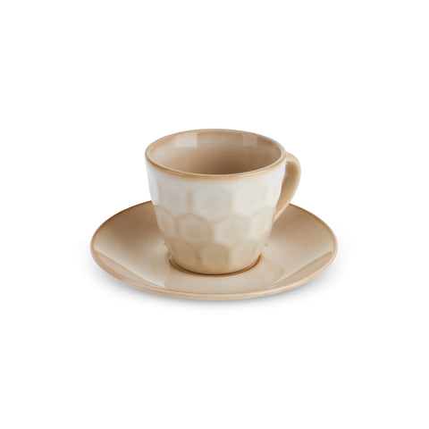 Karaca Aria Reactive Glaze 2-Piece Espresso Turkish Coffee Cup, 90ml, Beige