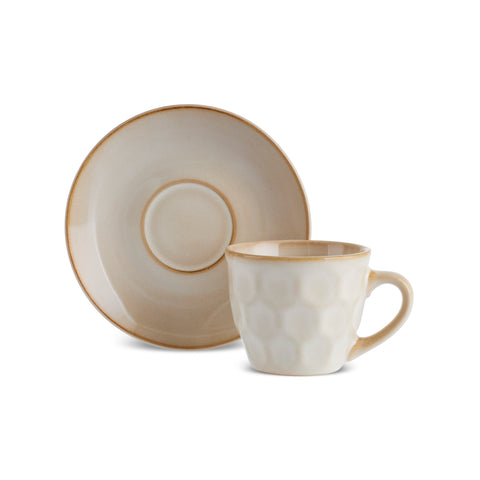 Karaca Aria Reactive Glaze 2-Piece Espresso Turkish Coffee Cup, 90ml, Beige