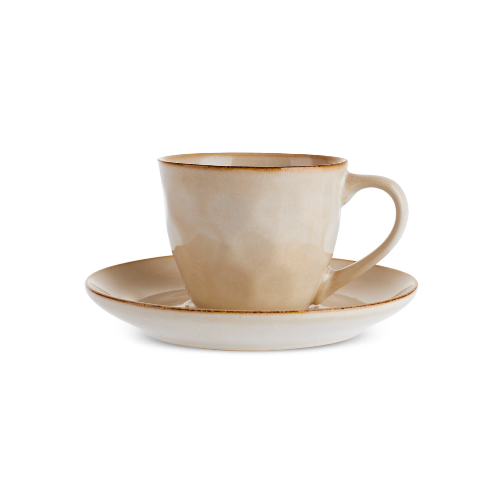 Karaca Aria Reactive Glaze Tea Cup and Saucer, 230ml, Beige