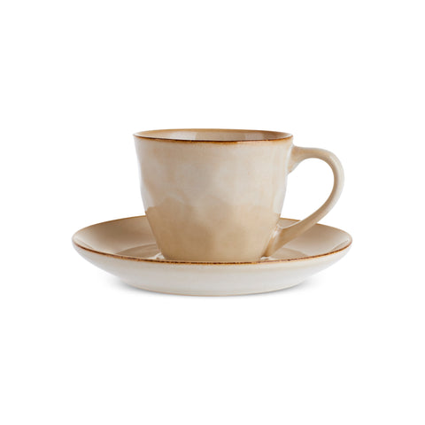 Karaca Aria Reactive Glaze Tea Cup and Saucer, 230ml, Beige