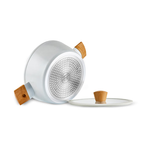 Karaca Swiss Crystal Almond Cream 12-Piece Non-Stick Induction Ceramic Cookware Set, Cream