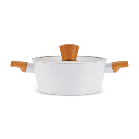 Karaca Swiss Crystal Almond Cream 12-Piece Non-Stick Induction Ceramic Cookware Set, Cream