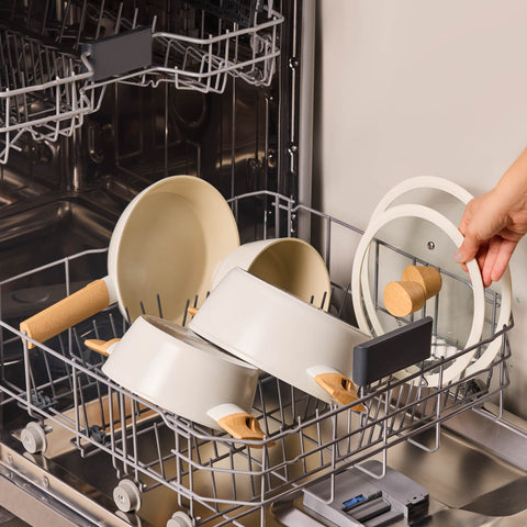 Karaca Swiss Crystal Almond Cream 12-Piece Non-Stick Induction Ceramic Cookware Set, Cream