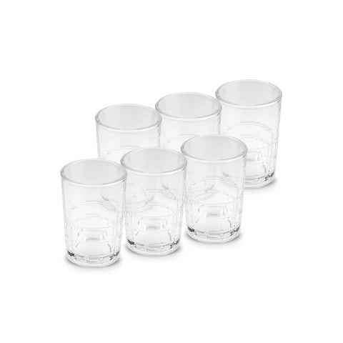 Karaca Yaren 6-Piece Glass Small Water Glass Set for 6 People, 115ml, Clear