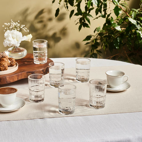 Karaca Yaren 6-Piece Glass Small Water Glass Set for 6 People, 115ml, Clear