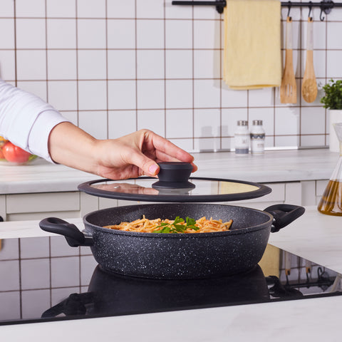 Karaca Nebula Granite 7-Piece Non-Stick Induction Cookware Set, Black