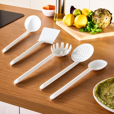 Karaca Simple 5-Piece Utensil Set, White