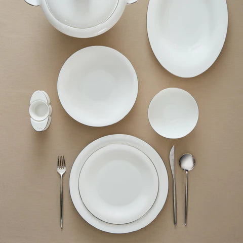 Karaca Fine Pearl Extra Argento 55-Piece Dinner Set for 12 People, Platin