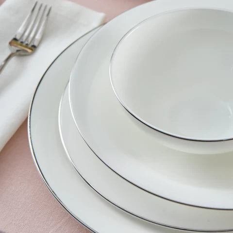 Karaca Fine Pearl Extra Argento 55-Piece Dinner Set for 12 People, Platin