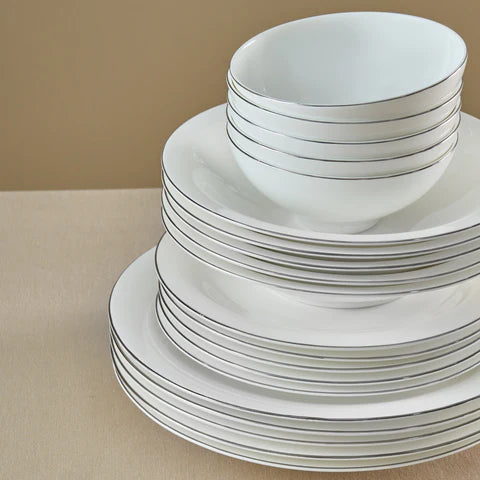 Karaca Fine Pearl Extra Argento 55-Piece Dinner Set for 12 People, Platin