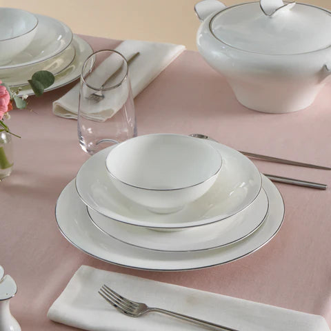 Karaca Fine Pearl Extra Argento 55-Piece Dinner Set for 12 People, Platin