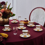 Karaca Hürrem Bone China 12-Piece Espresso Turkish Coffee Cup for 6 People, 90ml, White Gold