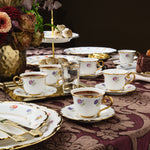 Karaca Royal Bone China Diana 12-Piece Espresso Turkish Coffee Cup for 6 People, 90ml, White Gold