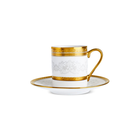 Karaca Royal Bone China Charlotte 12-Piece Espresso Turkish Coffee Cup for 6 People, 90ml, Gold