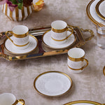 Karaca Royal Bone China Charlotte 12-Piece Espresso Turkish Coffee Cup for 6 People, 90ml, Gold