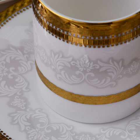 Karaca Royal Bone China Charlotte 12-Piece Espresso Turkish Coffee Cup for 6 People, 90ml, Gold