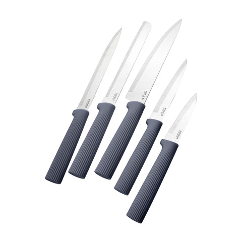 Karaca Massimo 12-Piece Knife Block Set, Chopping Board and Kitchen Utensil Set, Anthracite