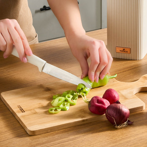 Karaca Massimo Line 6-Piece Stainless Steel Knife Set, Cream