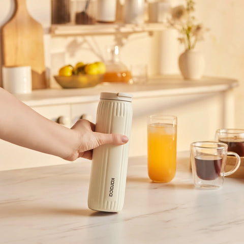 Karaca Rimo Stainless Steel Leak-Proof Flask, 600ml, Cream