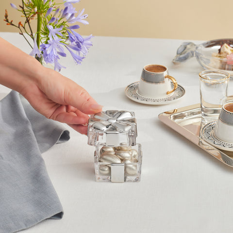 Karaca Candy Glass Turkish Delight Bowl, 7,7x5,2cm, Silver